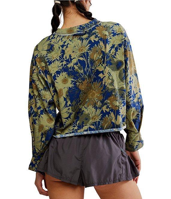 FP Movement Inspire Floral Printed Crew Neck Long Sleeve Boxy Layer Logo Top Product Image