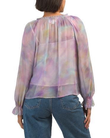 Lexa Long Sleeve Sheer Mesh Top With Slip for Women | Viscose Product Image