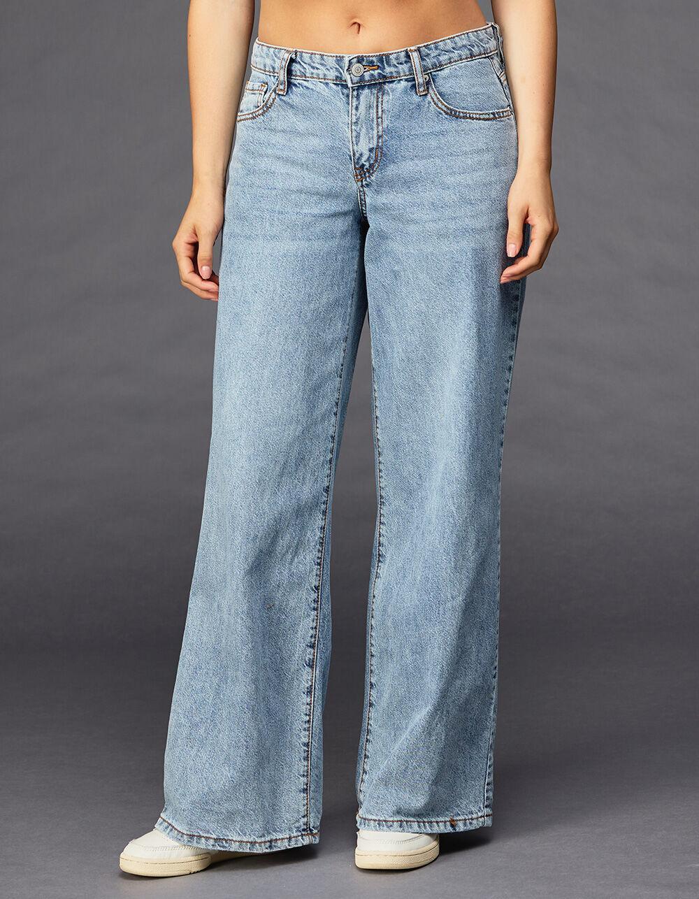 RSQ Womens Low Rise Wide Leg Jeans - LIGHT WASH Product Image