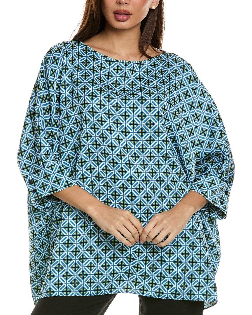 ST JOHN Draped Blouse In Blue Product Image
