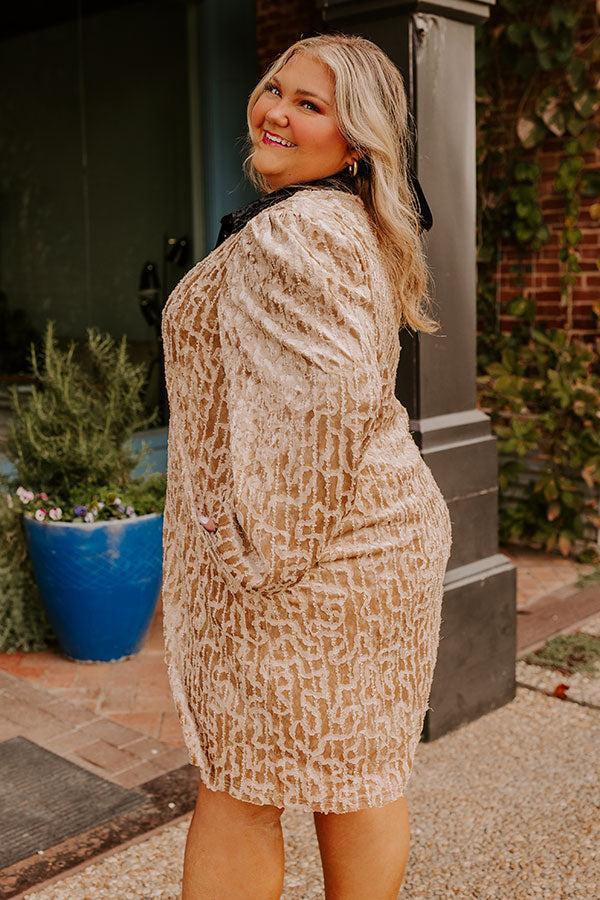 Chardonnay And Candlelight Velvet Mini Dress in Iced Latte Curves Product Image
