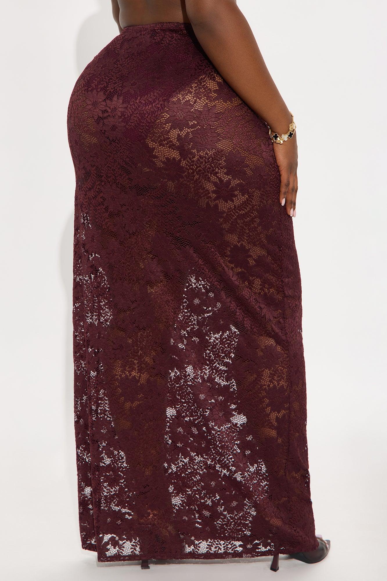 Lost In Lace Sheer Maxi Skirt - Chocolate Product Image
