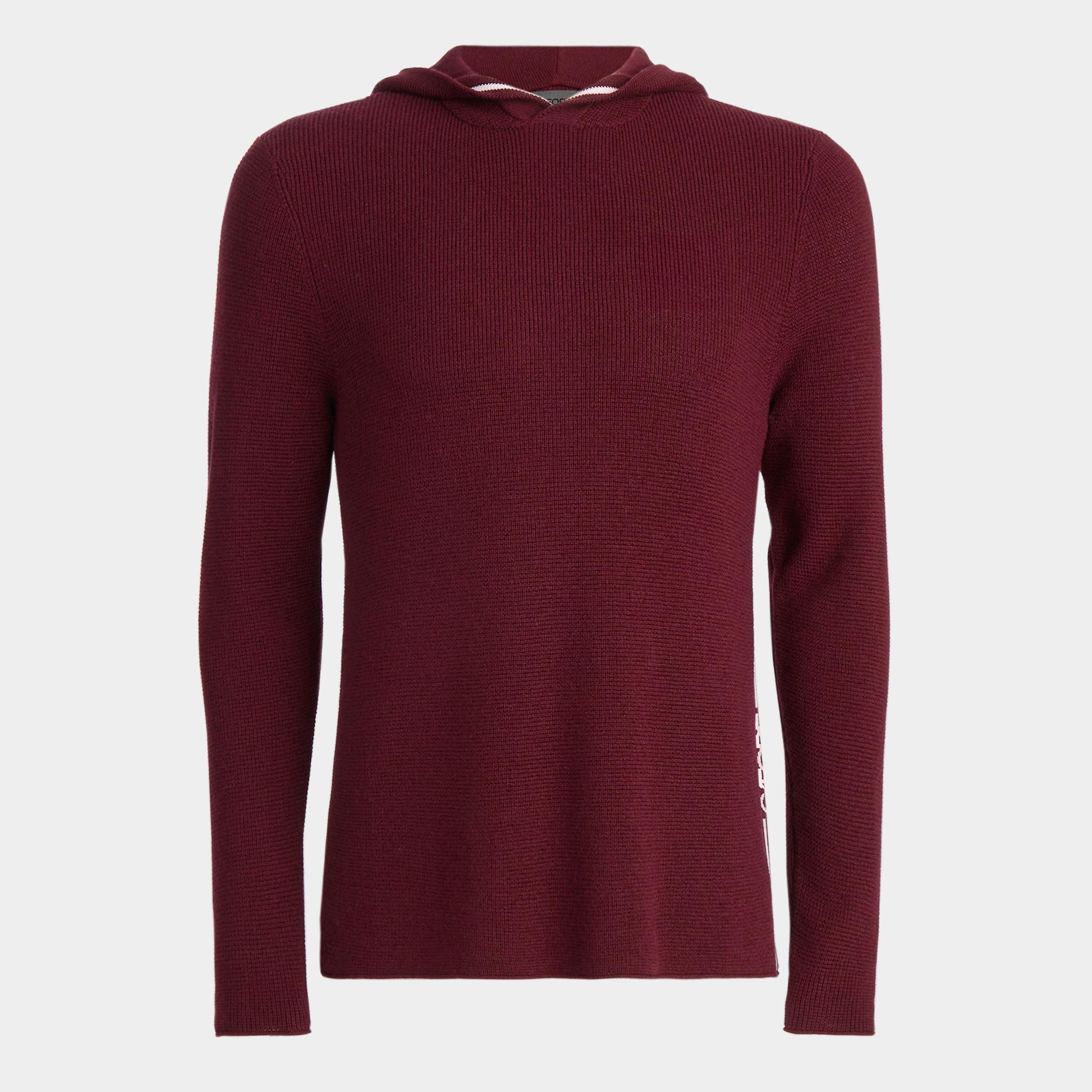 WAFFLE STITCH MERINO WOOL HOODED SWEATER Product Image