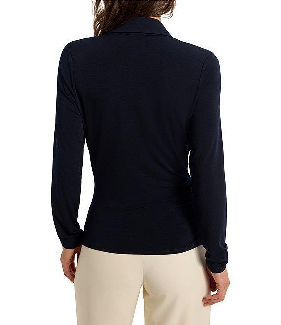 NIC + ZOE Knit Wrap Collared V-Neck Long Sleeve Shirt Product Image