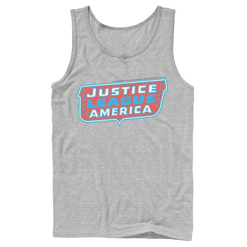 Men's DC Comics Justice League of America Text Poster Logo Tank Top, Size: XL, Grey Product Image