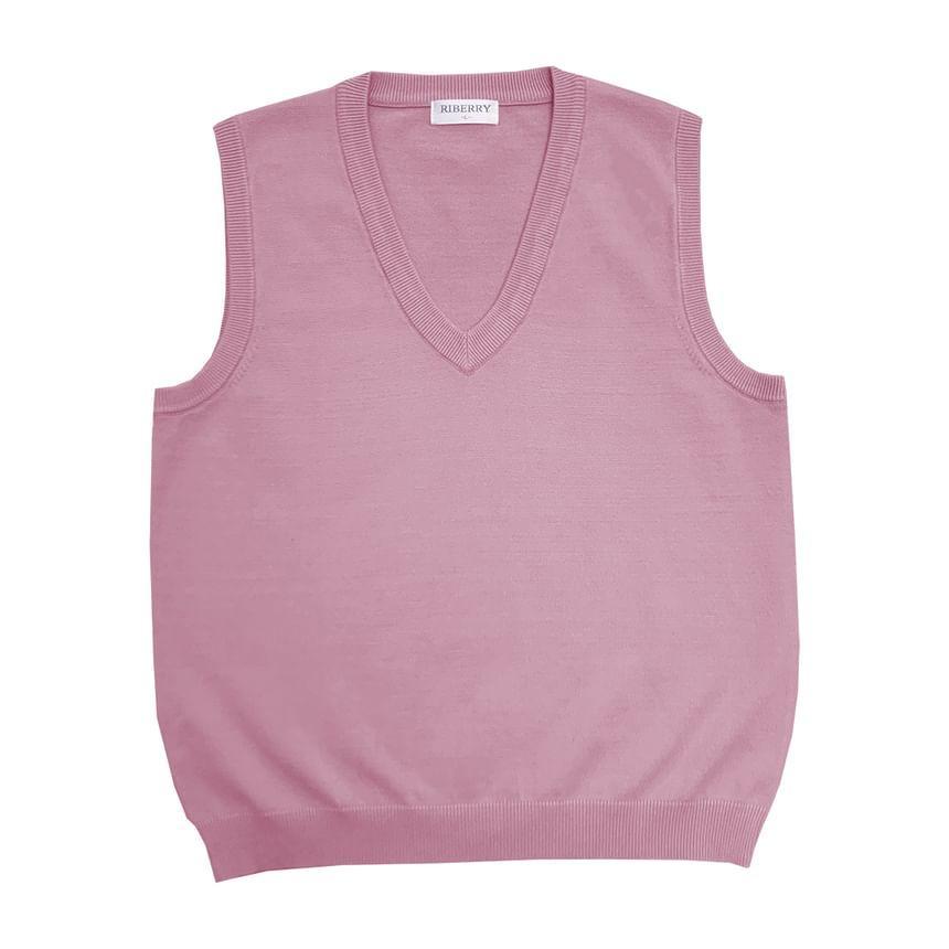 V-Neck Sleeveless Knitted Vest Product Image