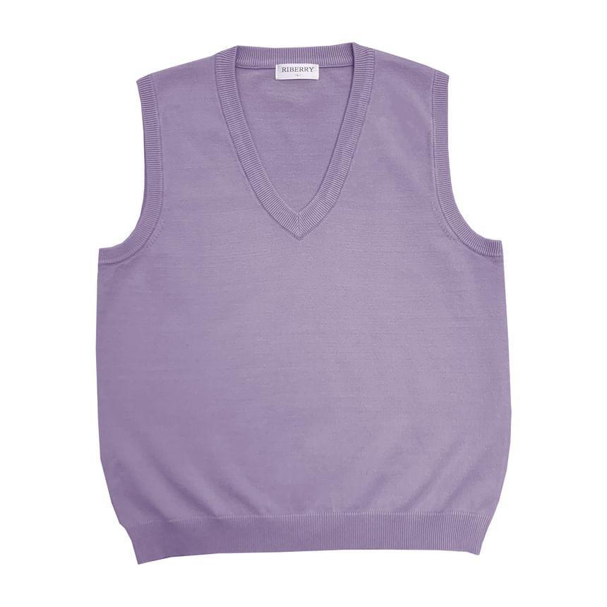 V-Neck Sleeveless Knitted Vest Product Image
