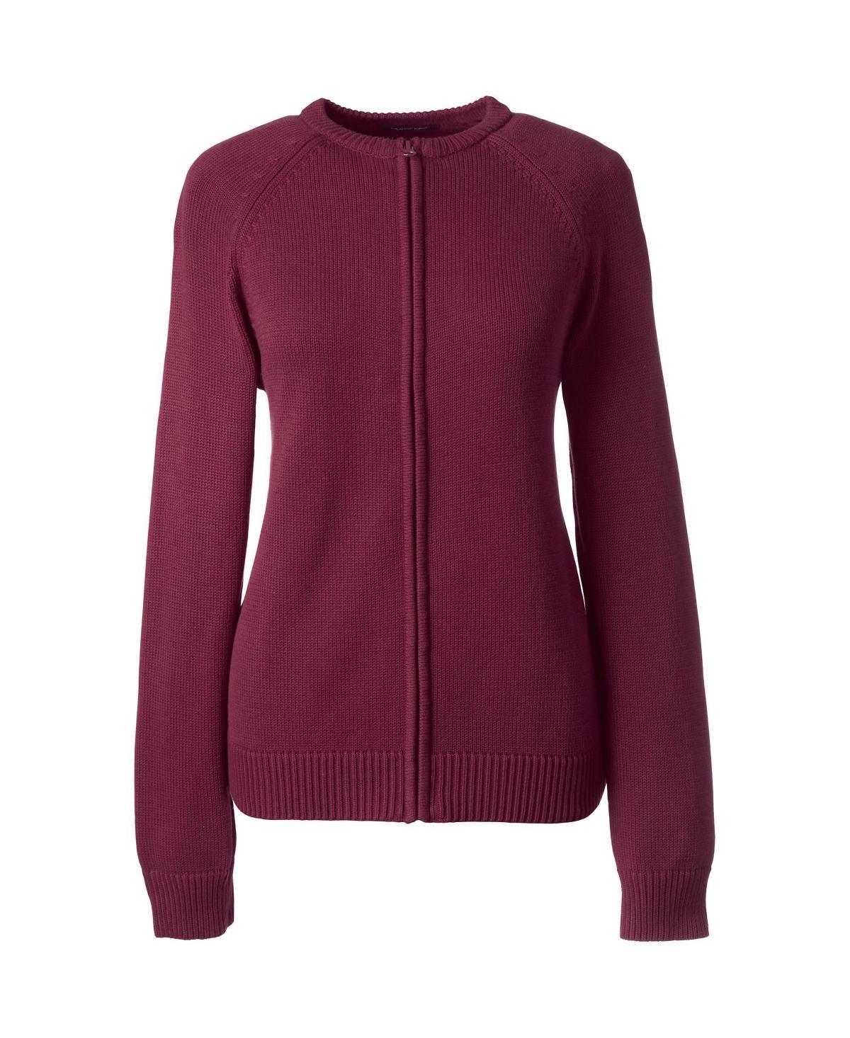 Women's Lands' End School Uniform Zipper-Front Cardigan Sweater, Size: Large, Classic Blue Product Image