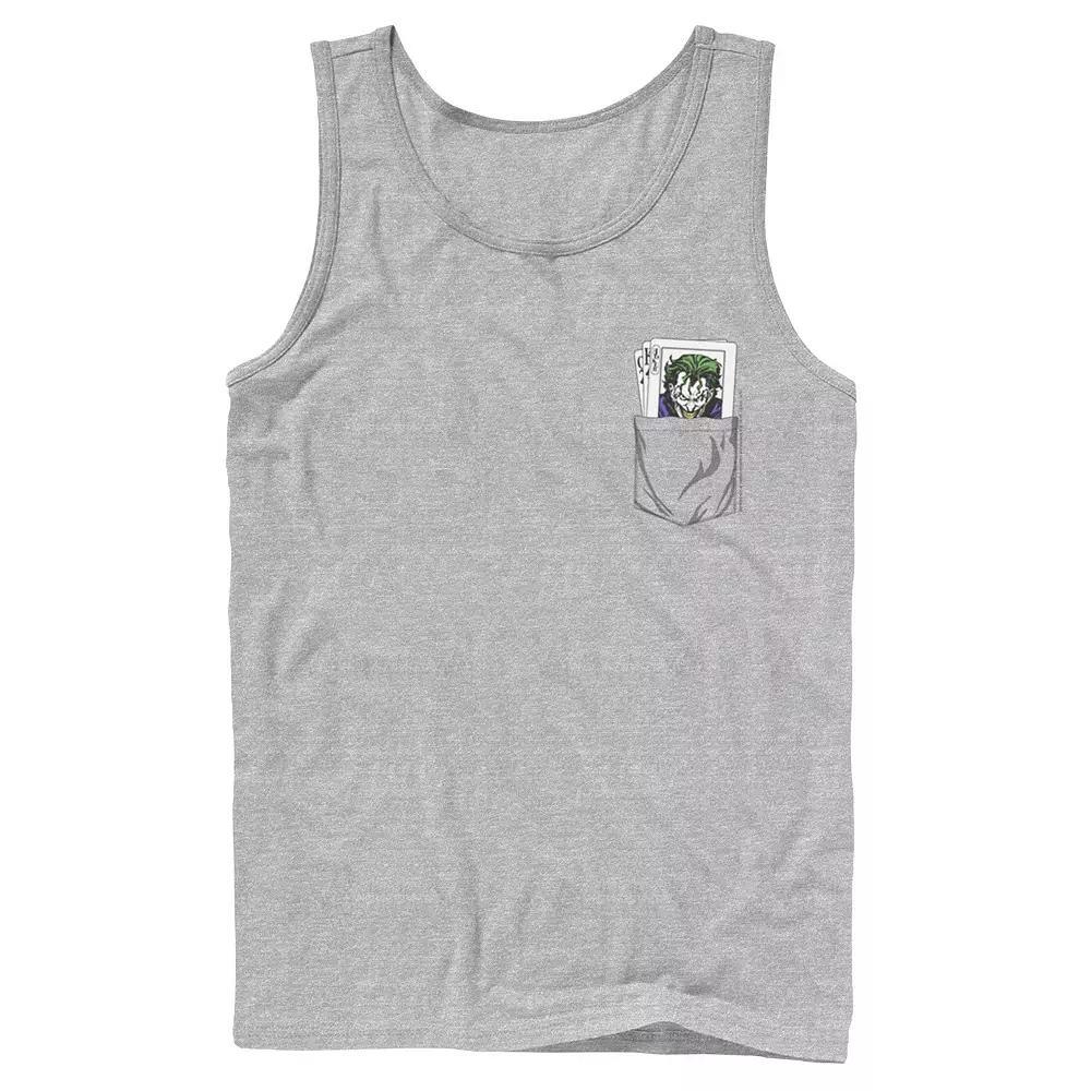 Men's DC Comics The Joker Cards Pocket Graphic Tank Top, Size: Large, Athletic Grey Product Image