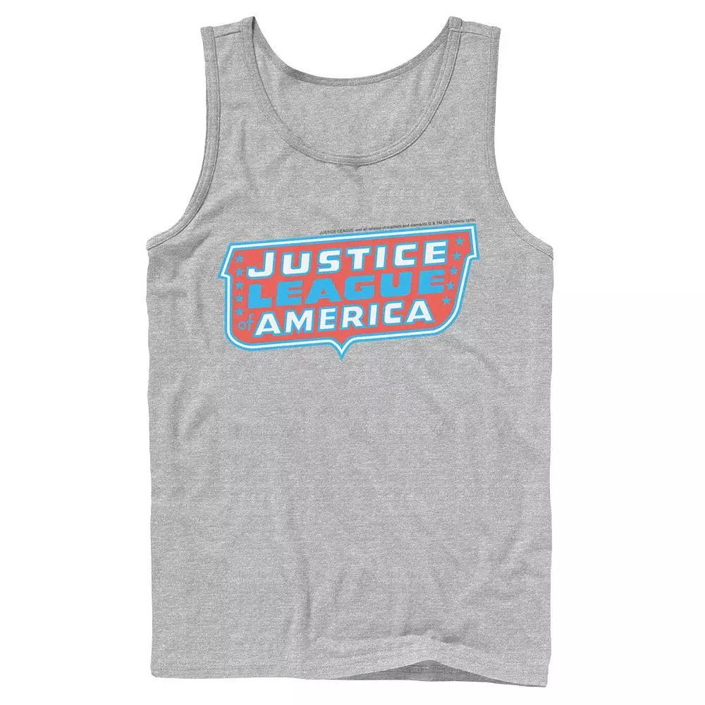 Men's DC Comics Justice League of America Text Poster Logo Tank Top, Size: XL, Grey Product Image