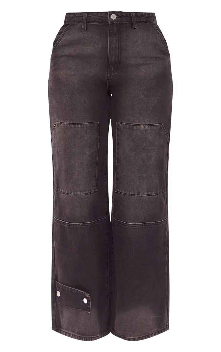 Shape Black Denim Utility Wide Leg Jeans Product Image