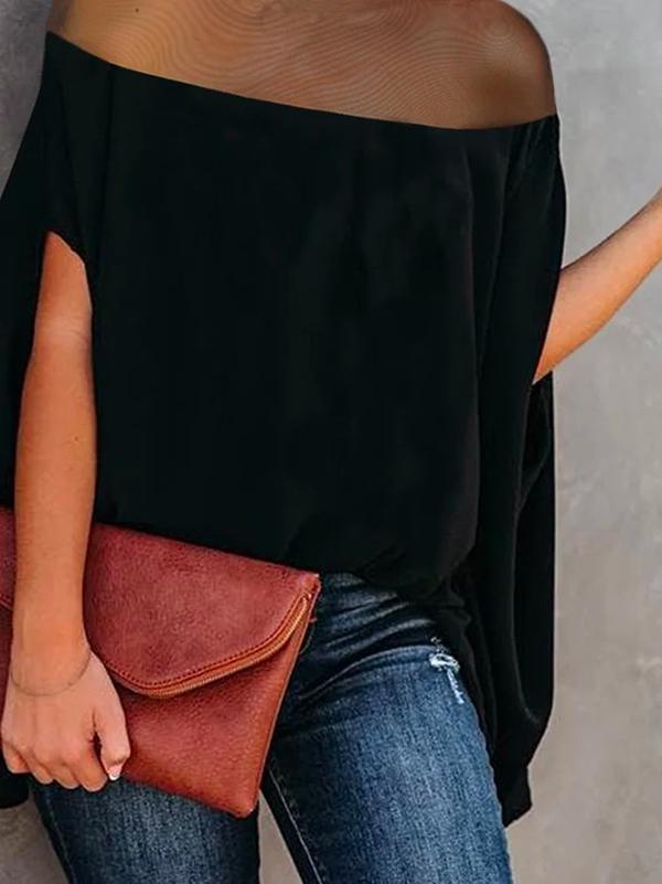 Batwing Sleeves See-Through High-Neck Blouses&Shirts Tops Product Image