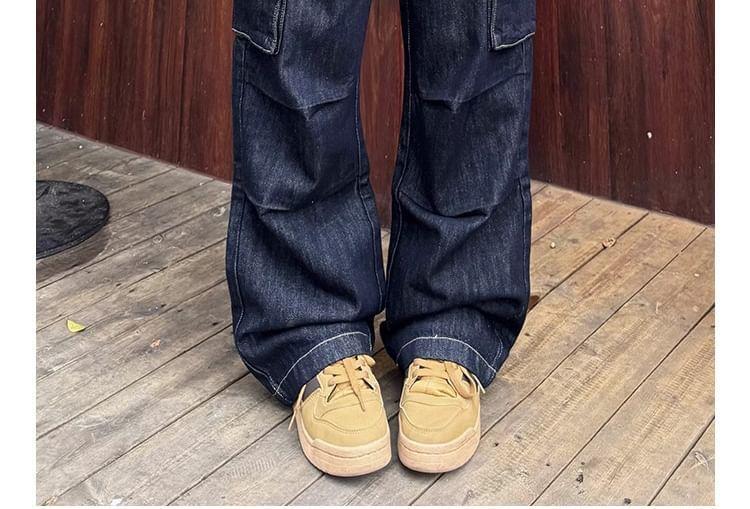 High Waist Straight Leg Cargo Jeans Product Image