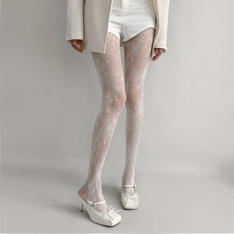 Lace Floral Tights Product Image