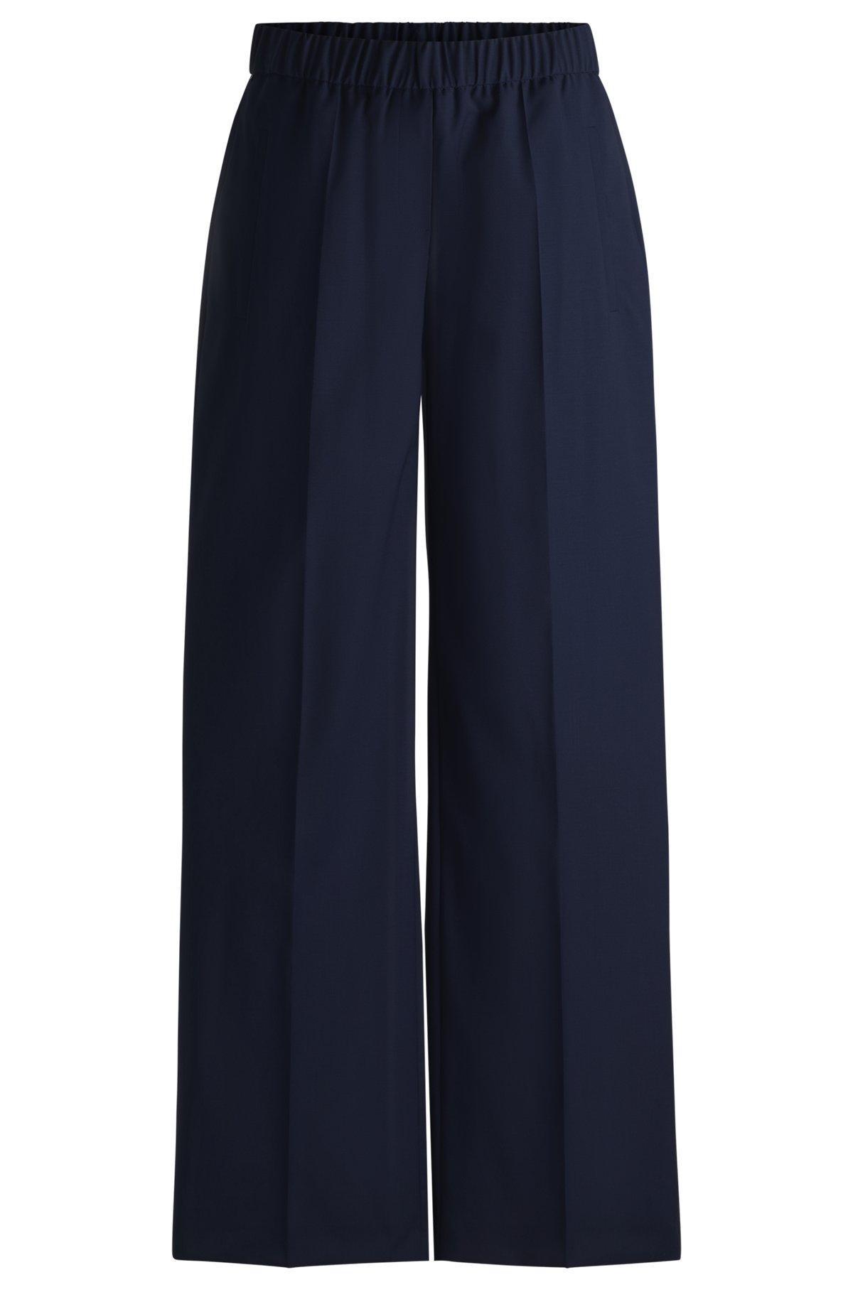 BOSS - Relaxed-fit trousers in wool - Dark Blue Product Image