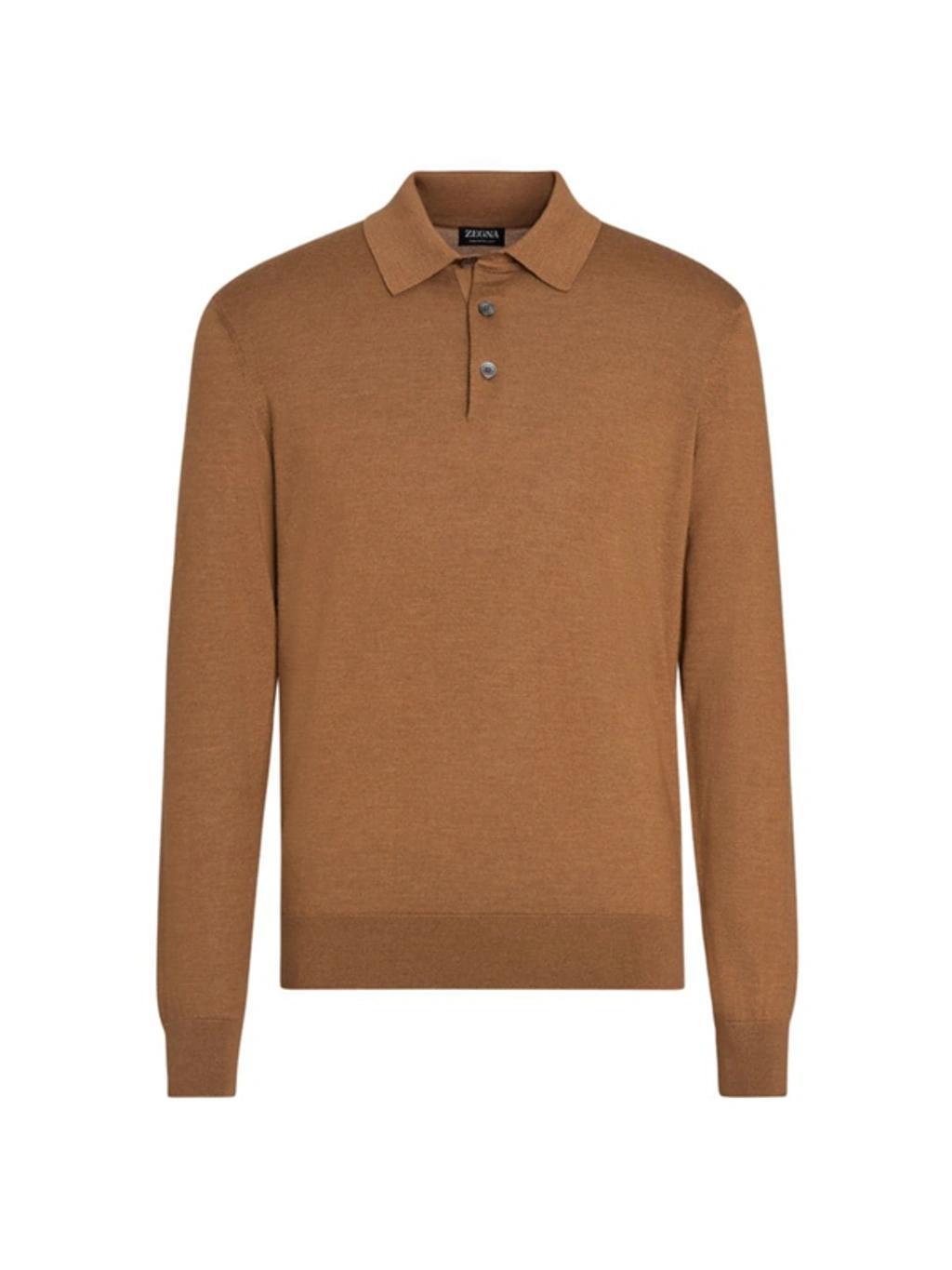 ZEGNA Ribbed Cashmere And Silk-blend Polo Shirt In Grey Product Image