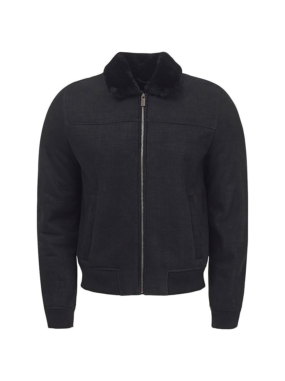 Mens Merino Shearling Lamb Bomber Jacket Product Image