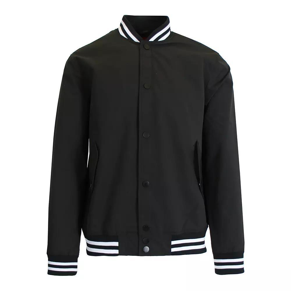 Men's Spire by Galaxy Lightweight Varsity Jacket, Size: Small, Black Black Product Image
