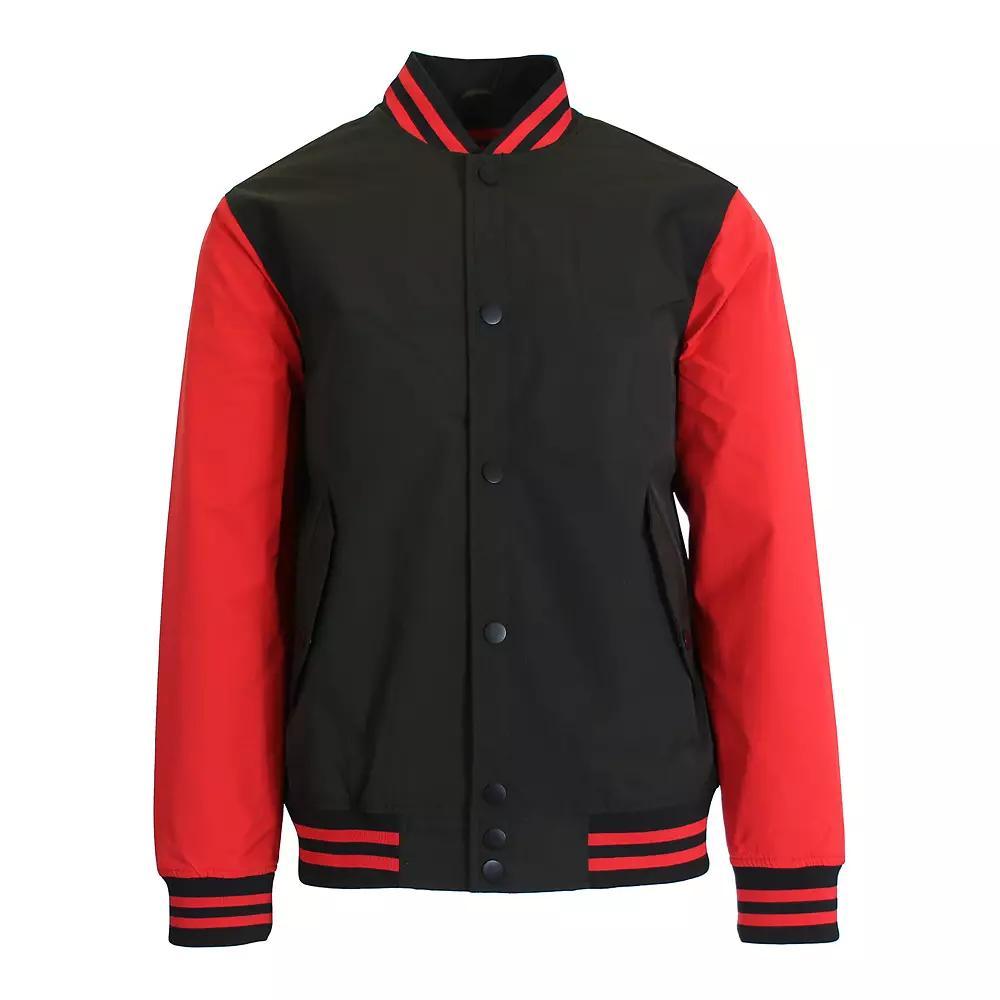 Men's Spire by Galaxy Lightweight Varsity Jacket, Size: XL, Black Red Product Image