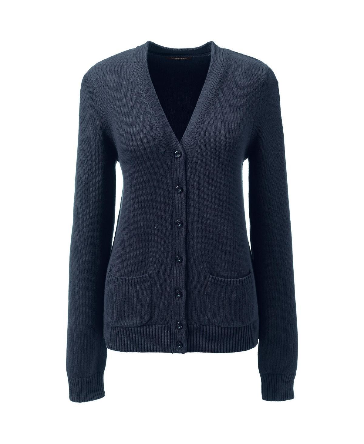 Women's Lands' End School Uniform Button Front V-Neck Cardigan Sweater, Size: Medium, Red Product Image