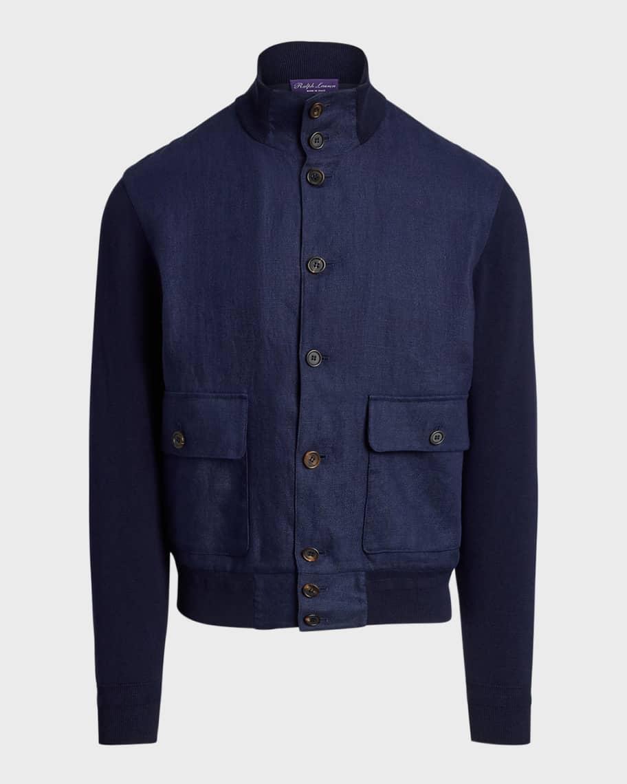 Mens Paneled Fine Knit Cardigan Product Image