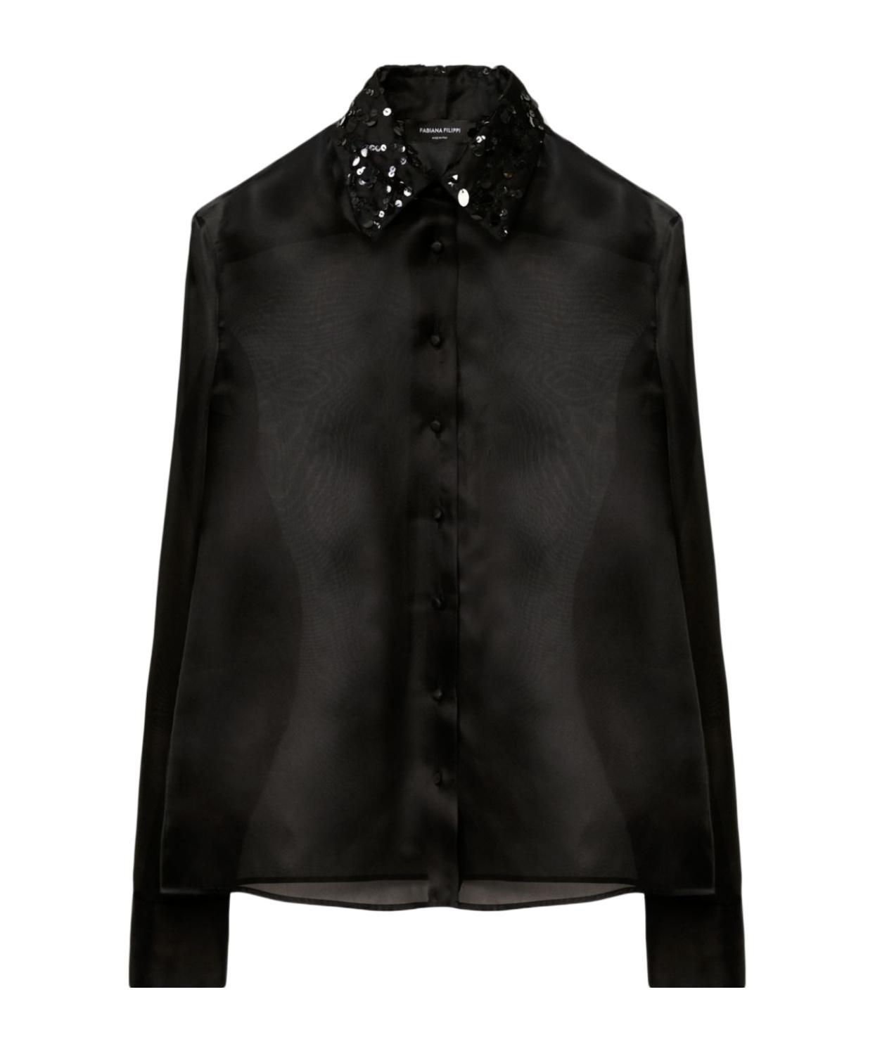 FABIANA FILIPPI Sequined Organza Shirt In Black Product Image