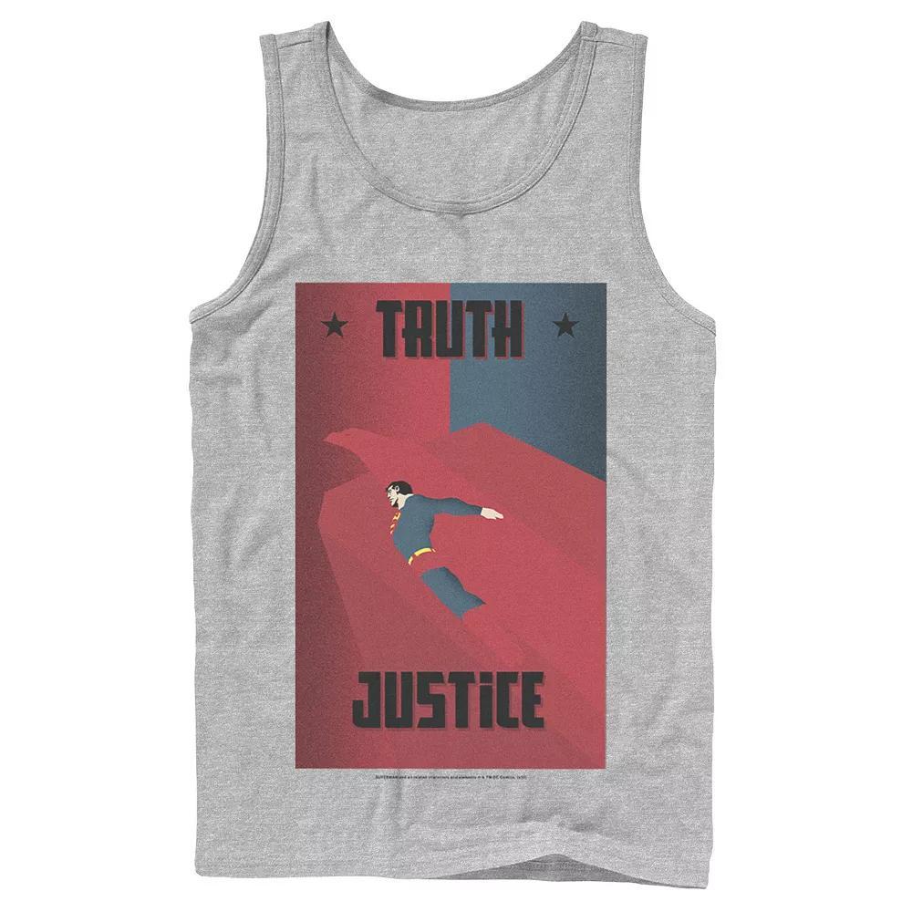 Men's DC Comics Superman Truth And Justice Split Poster Tank Top, Size: Large, Athletic Grey Product Image