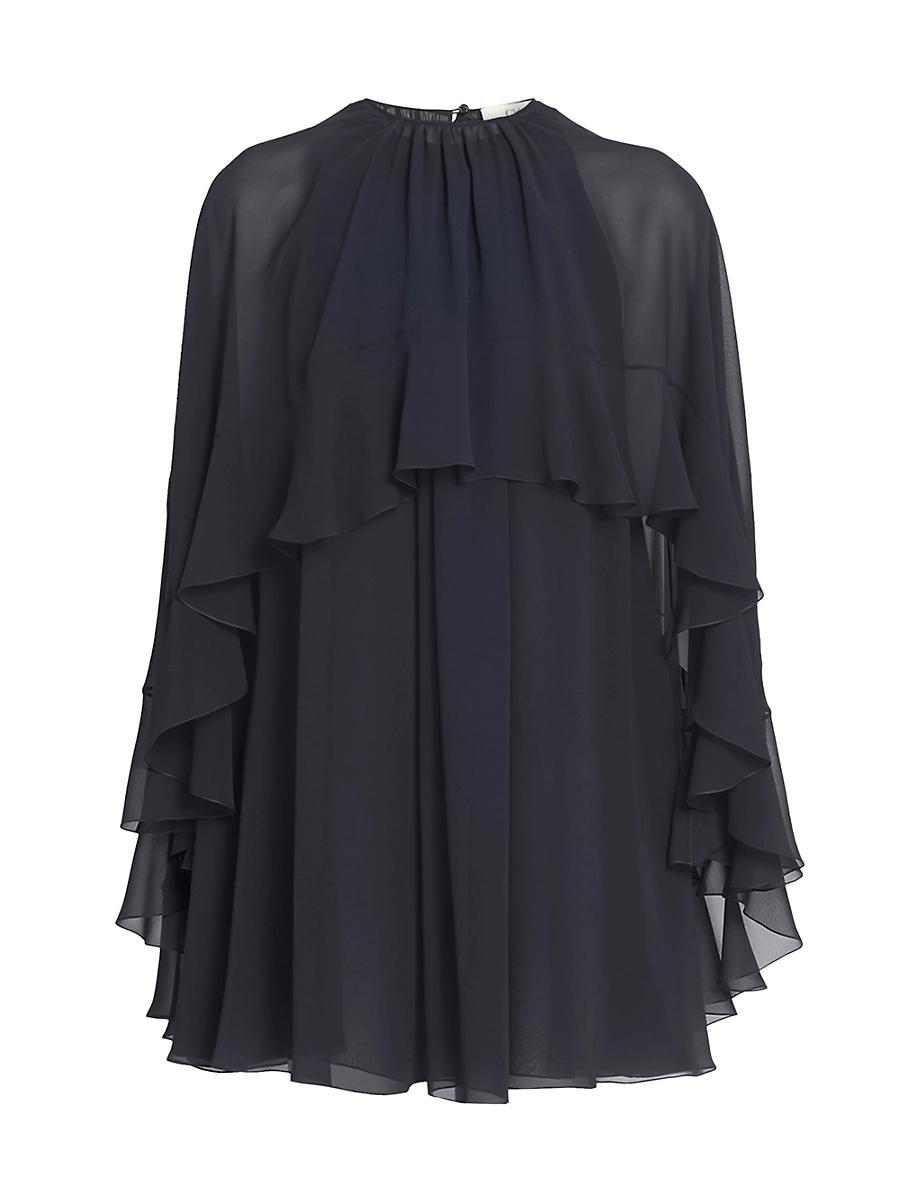 Womens Silk Ruffle Cape Minidress Product Image