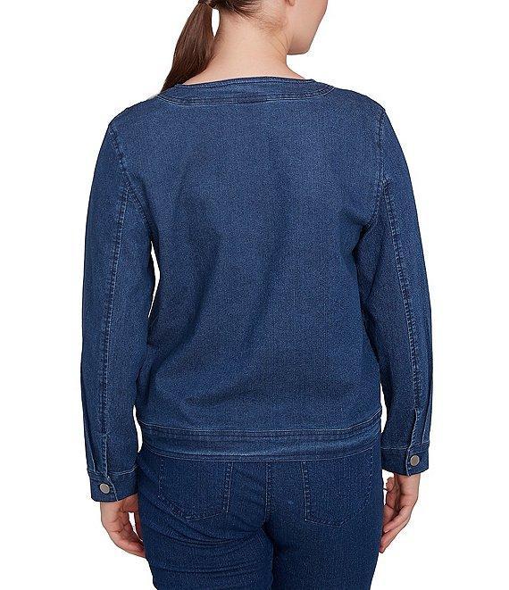 Ruby Rd. Embroidered Round Neck Long Sleeve Button-Front Jacket Product Image