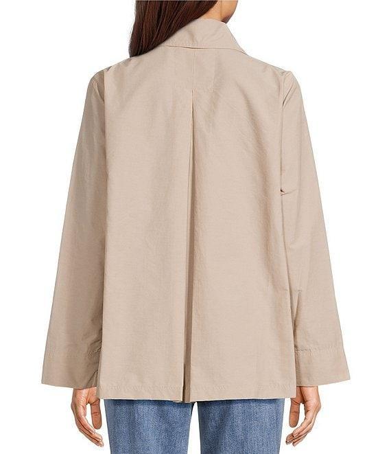 Eileen Fisher Organic Cotton Blend Light Woven Notch Lapel Long Sleeve Cropped Trench Coat Product Image