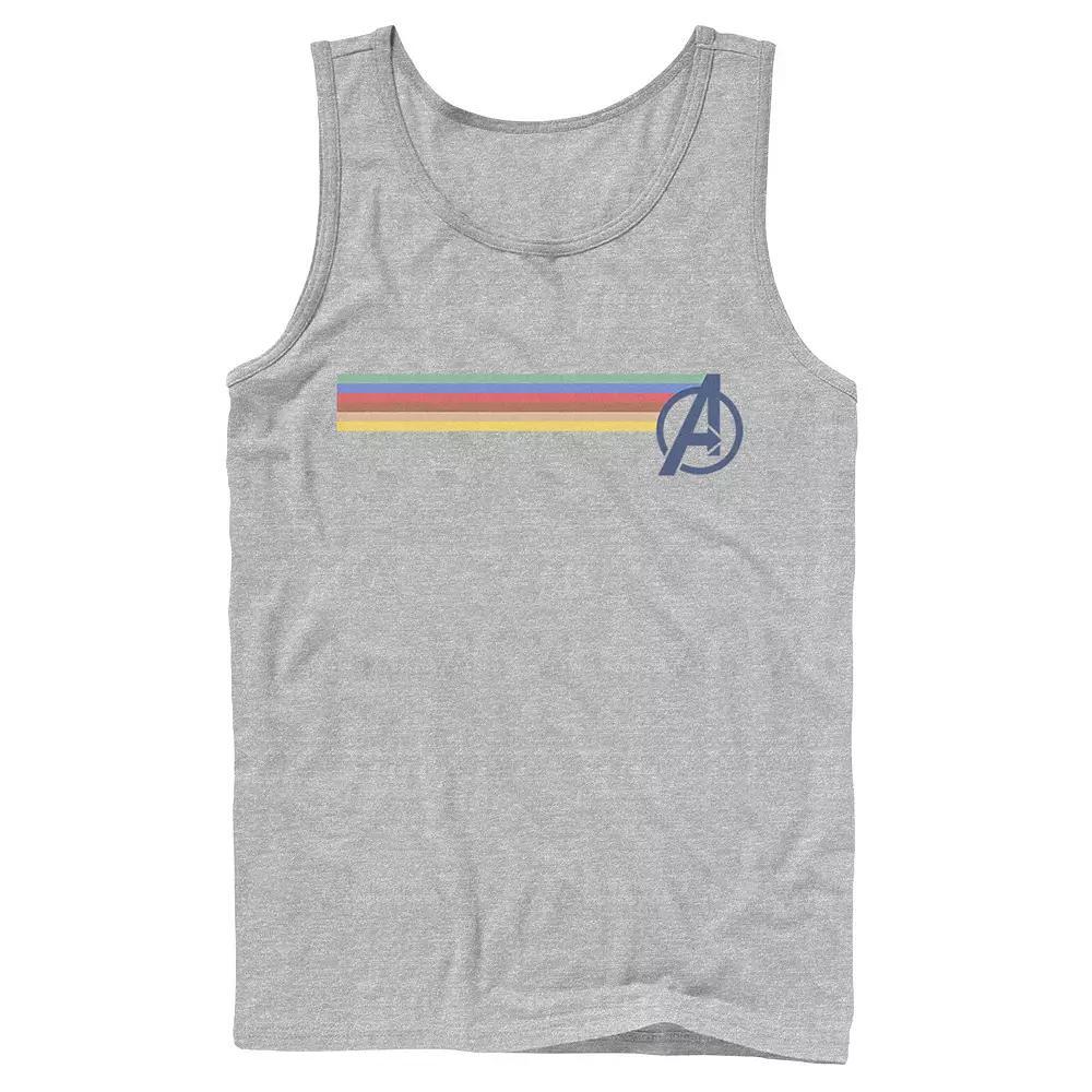 Men's Marvel Avengers Rainbow Colors Classic Logo Tank Top, Size: Large, Athletic Grey Product Image