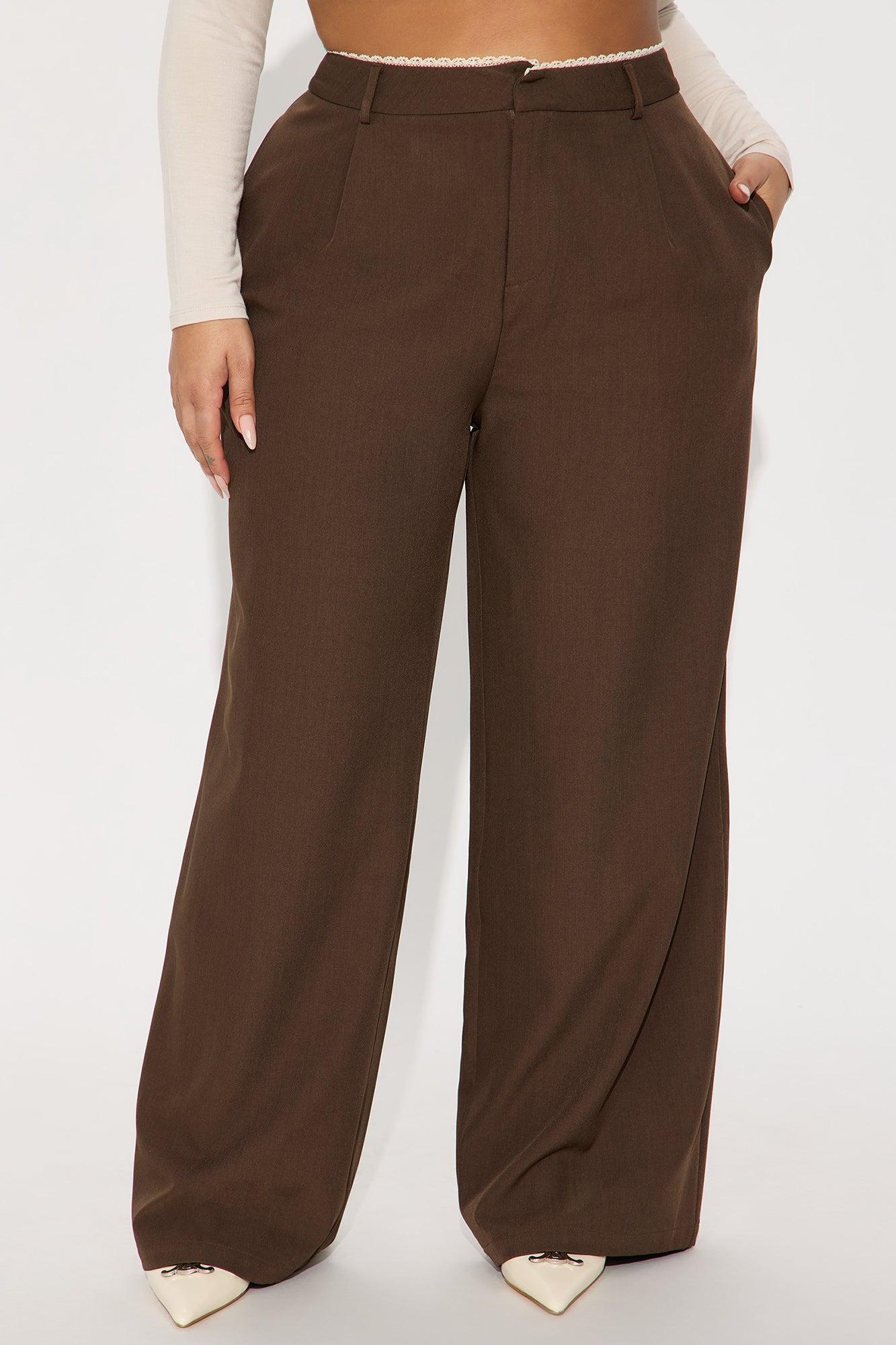 Sweet Promises Lace Trim Trouser - Brown Product Image
