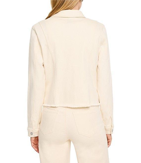 NIC + ZOE Denim Collar Neck Long Sleeve Raw Hem Jacket Product Image