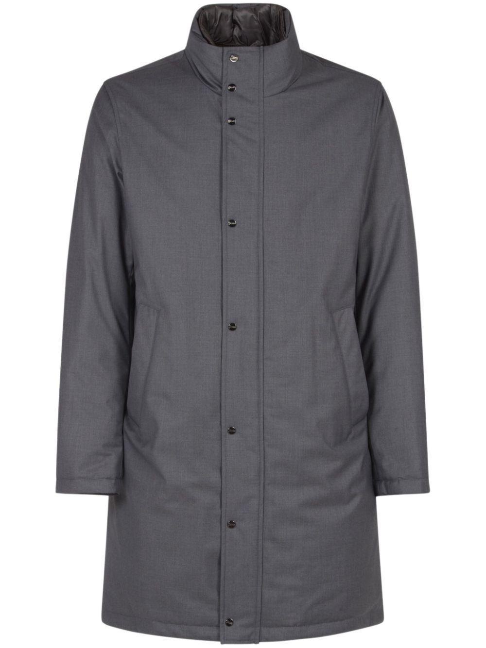 HERNO Buttoned High Neck Coat In Grey Product Image