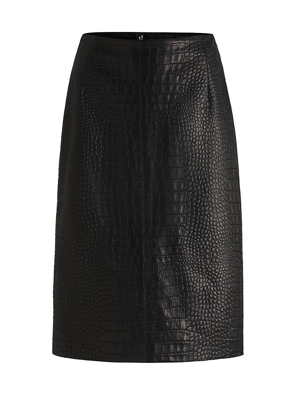 Womens Pencil Skirt in Crocodile-Embossed Leather Product Image