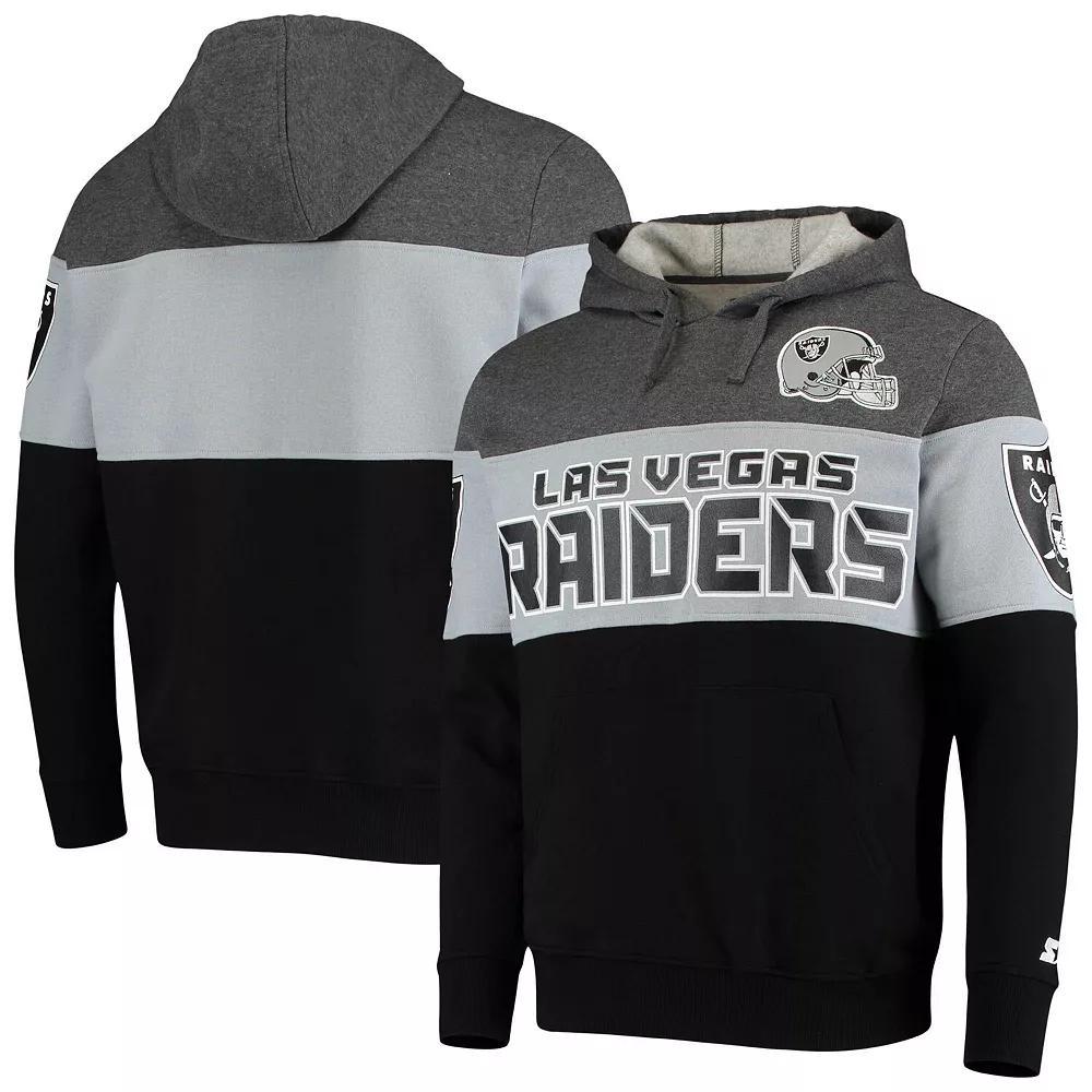 Men's Starter Heathered Gray/Silver Las Vegas Raiders Extreme Fireballer Pullover Hoodie, Size: Small, Lvr Grey Product Image