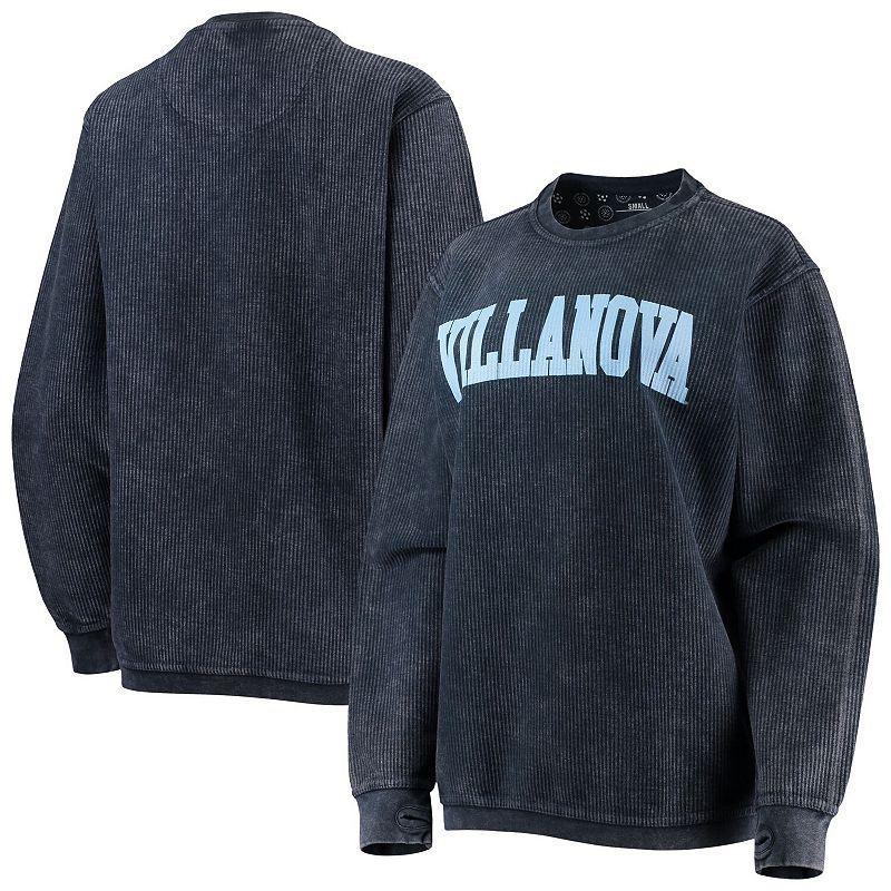 Womens Pressbox Navy Villanova Wildcats Comfy Cord Vintage Wash Basic Arch Pullover Sweatshirt VIL Blue Product Image