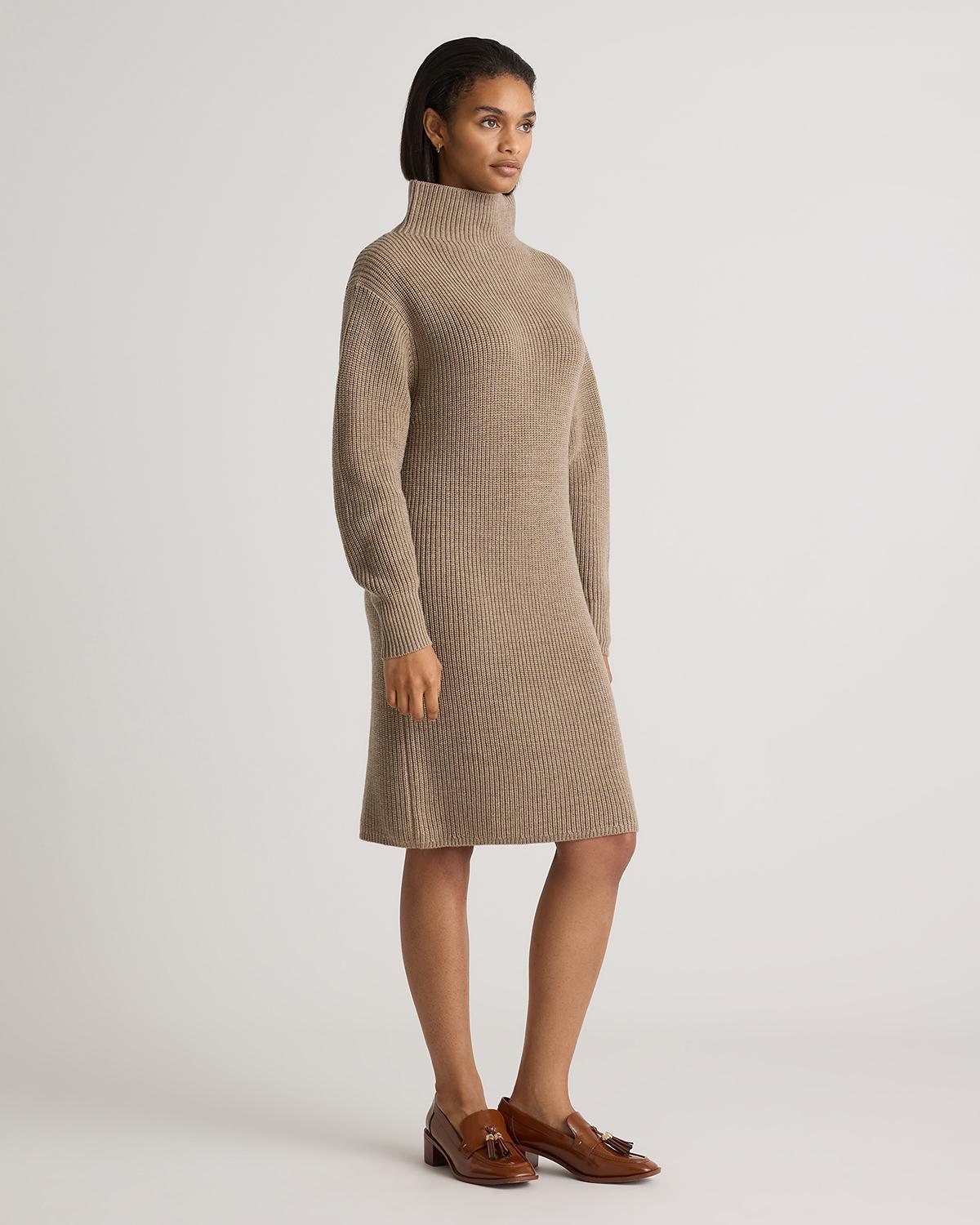 Quince | Women's Australian Merino Wool Relaxed Turtleneck Sweater Dress Size XS Product Image