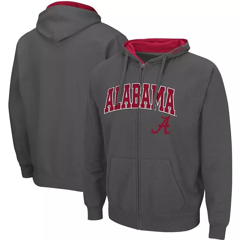 Men's Colosseum Gray Alabama Crimson Tide Arch & Logo 3.0 Full-Zip Hoodie, Size: Small, Grey Product Image