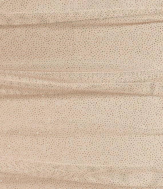 Pear Culture Glitter Mesh V-Neck Halter Ruched Bodycon Dress Product Image