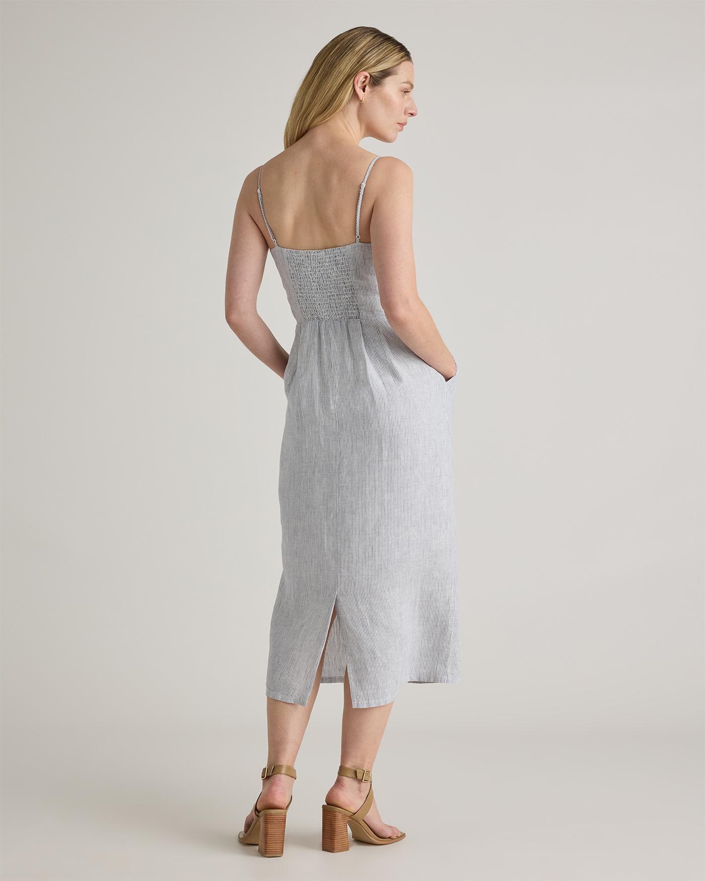 Quince | Women's 100% European Linen Scoop Neck Midi Dress Product Image