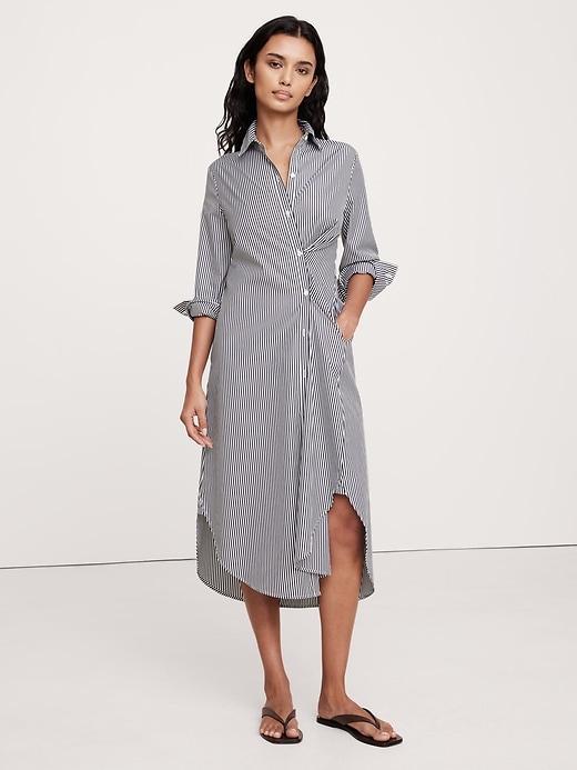 Poplin Asymmetrical Shirt Dress Product Image