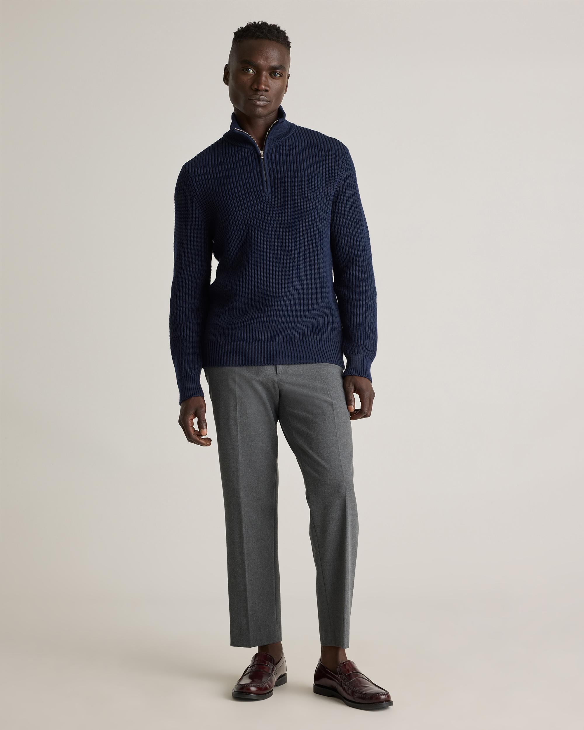 Quince | Men's Fisherman Quarter-Zip Sweater Size XL, Organic Cotton Product Image