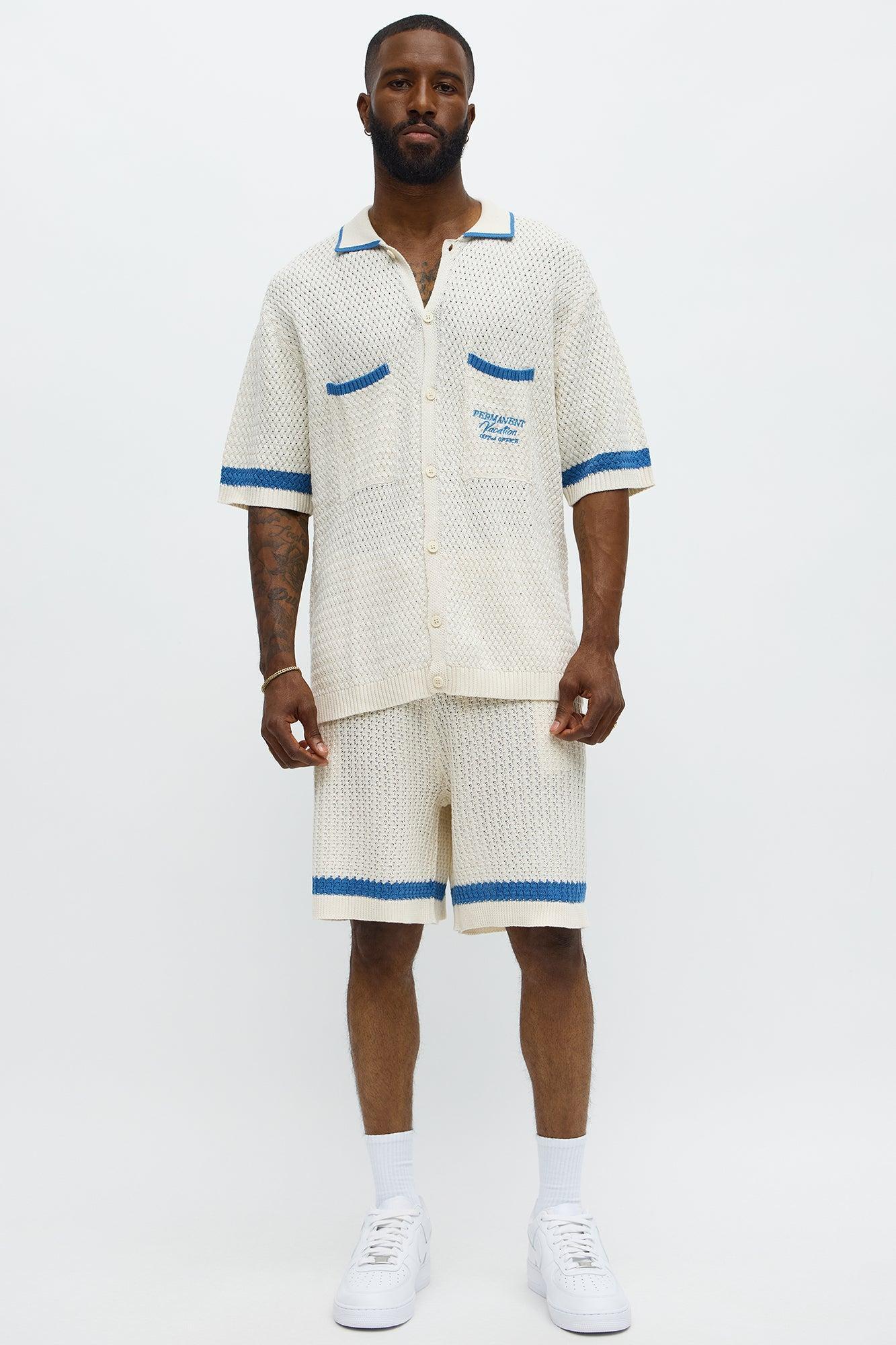 Relaxed Fit Margarita Button Up Shirt - White/Blue Male Product Image