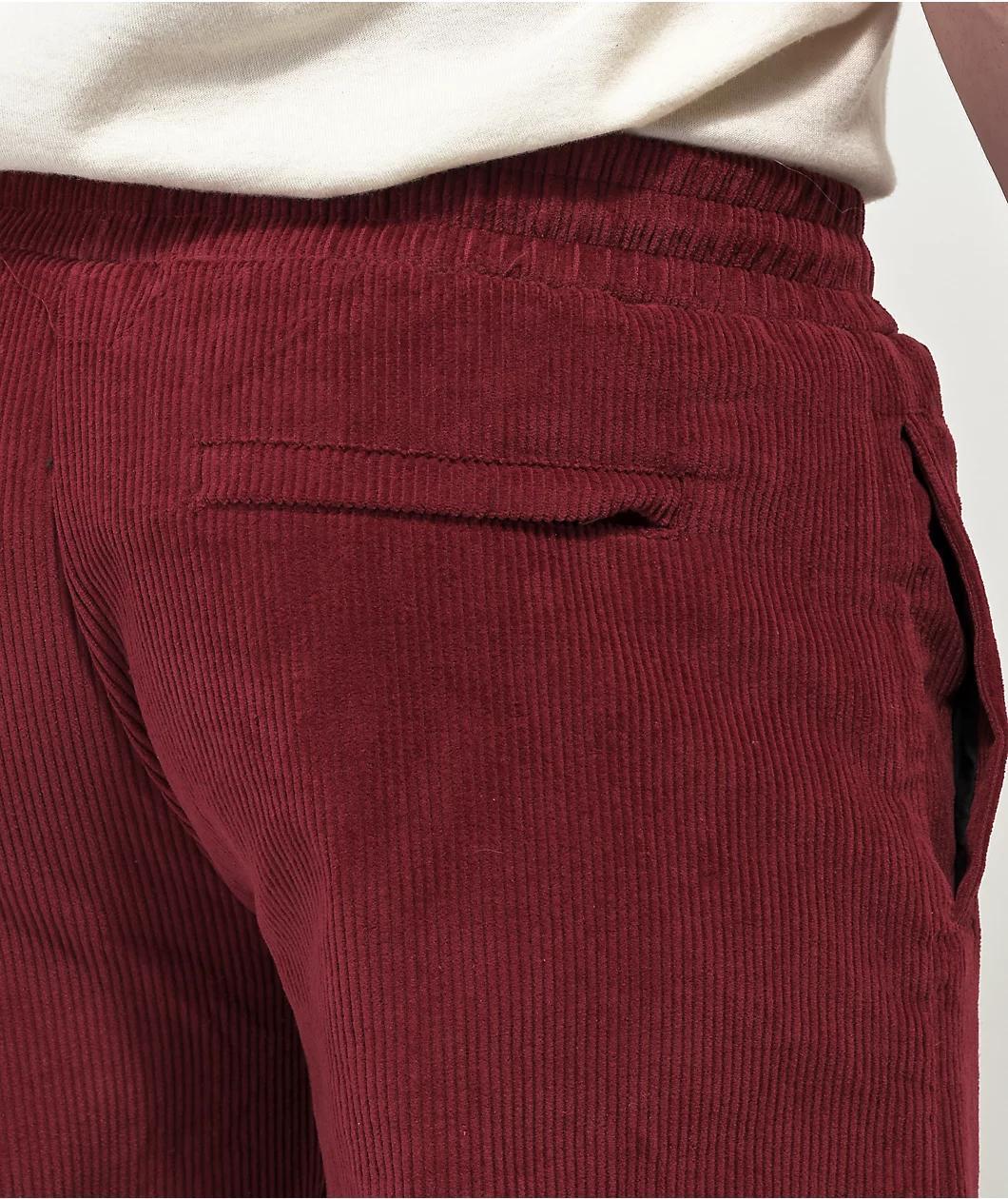 Krooked Kords Burgundy Corduroy Elastic Waist Skate Pants Product Image