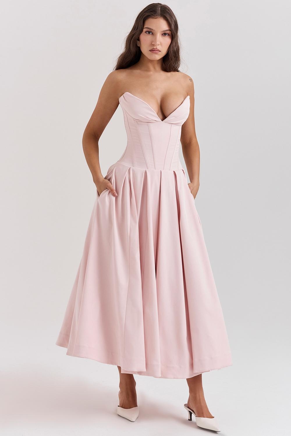 Lady Ballerina Pink Strapless Midi Dress Product Image