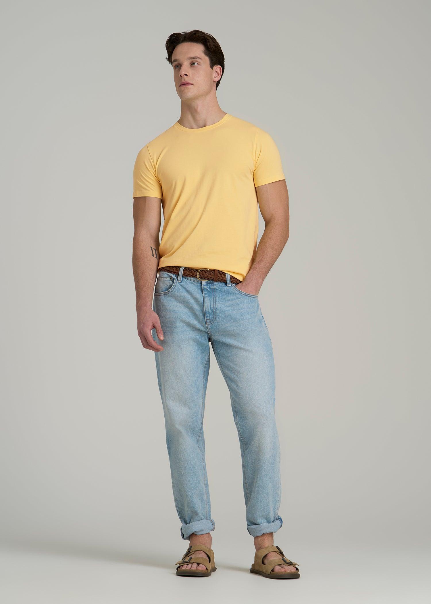 The Essential MODERN-FIT Crewneck Tee for Tall Men in Lemon Drop Product Image