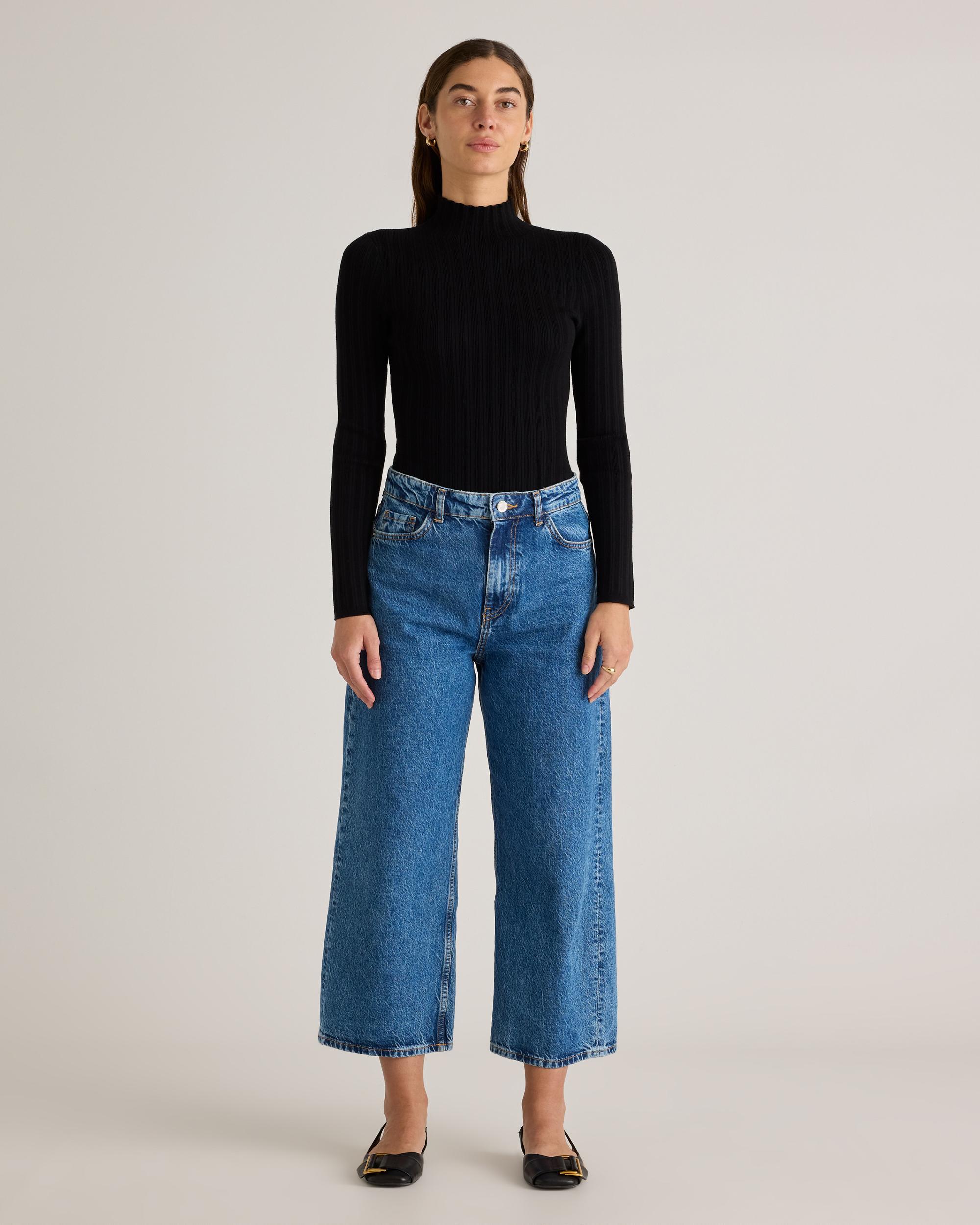 Quince | Women's Cotton Cashmere Ribbed Turtleneck Bodysuit Size XL, Organic Cotton Product Image