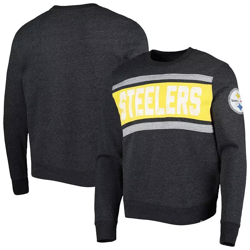 Mens 47 Heathered Black Pittsburgh Steelers Bypass Tribeca Pullover Sweatshirt Product Image