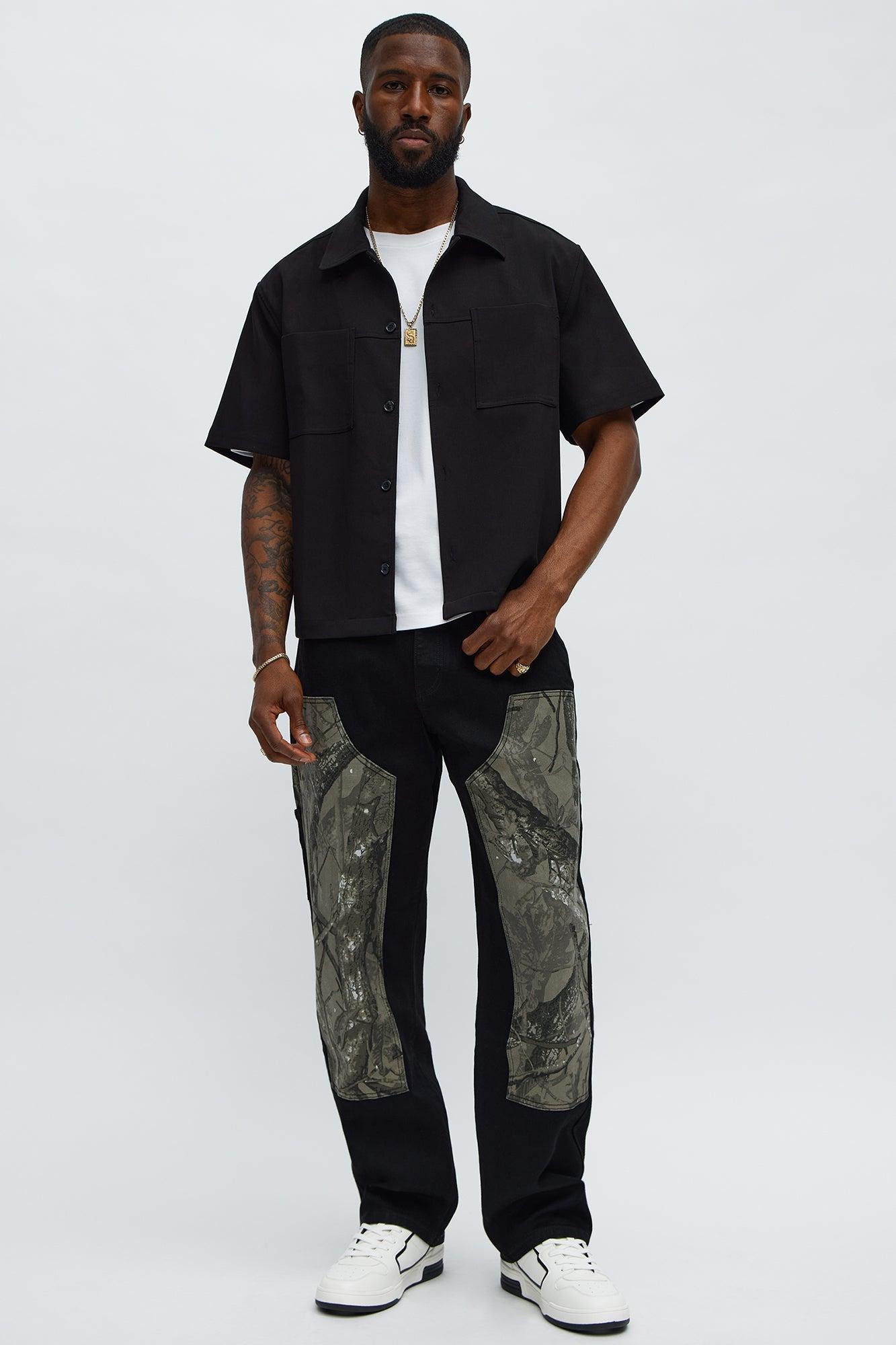 Straight Shadow Camo Carpenter Jeans - Black Product Image